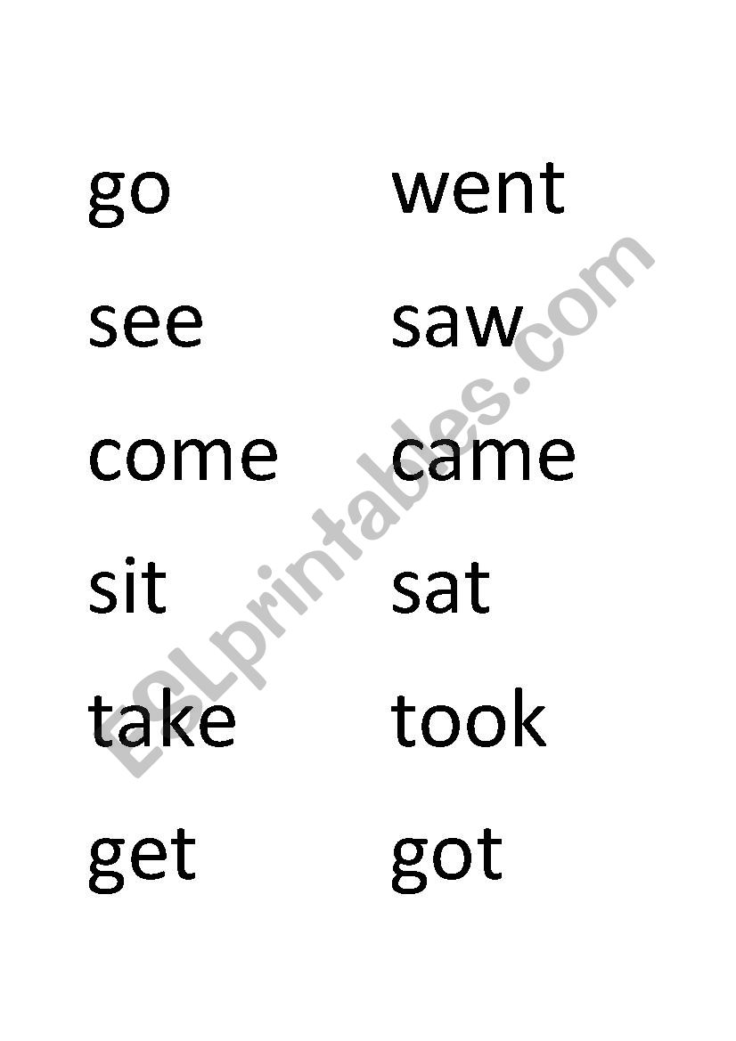 Today and Yesterday Simple Irregular Verbs