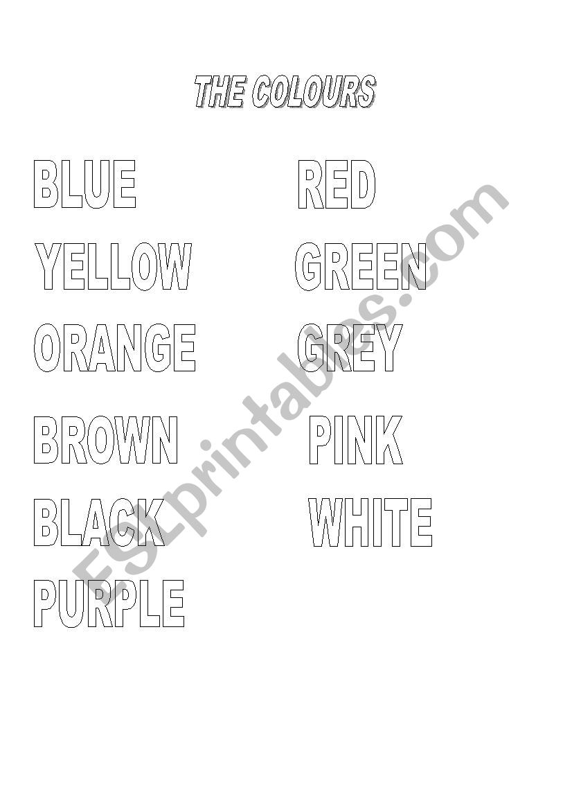 The colours worksheet