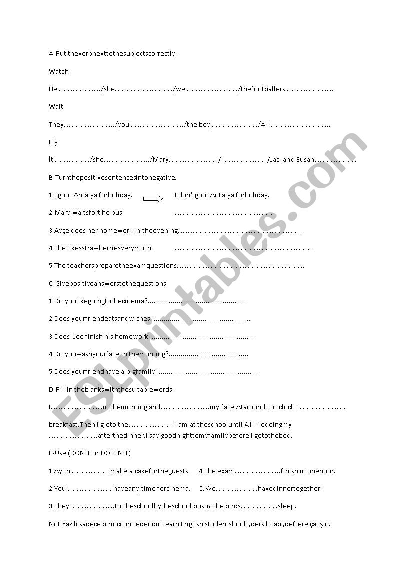 simple present tense worksheet