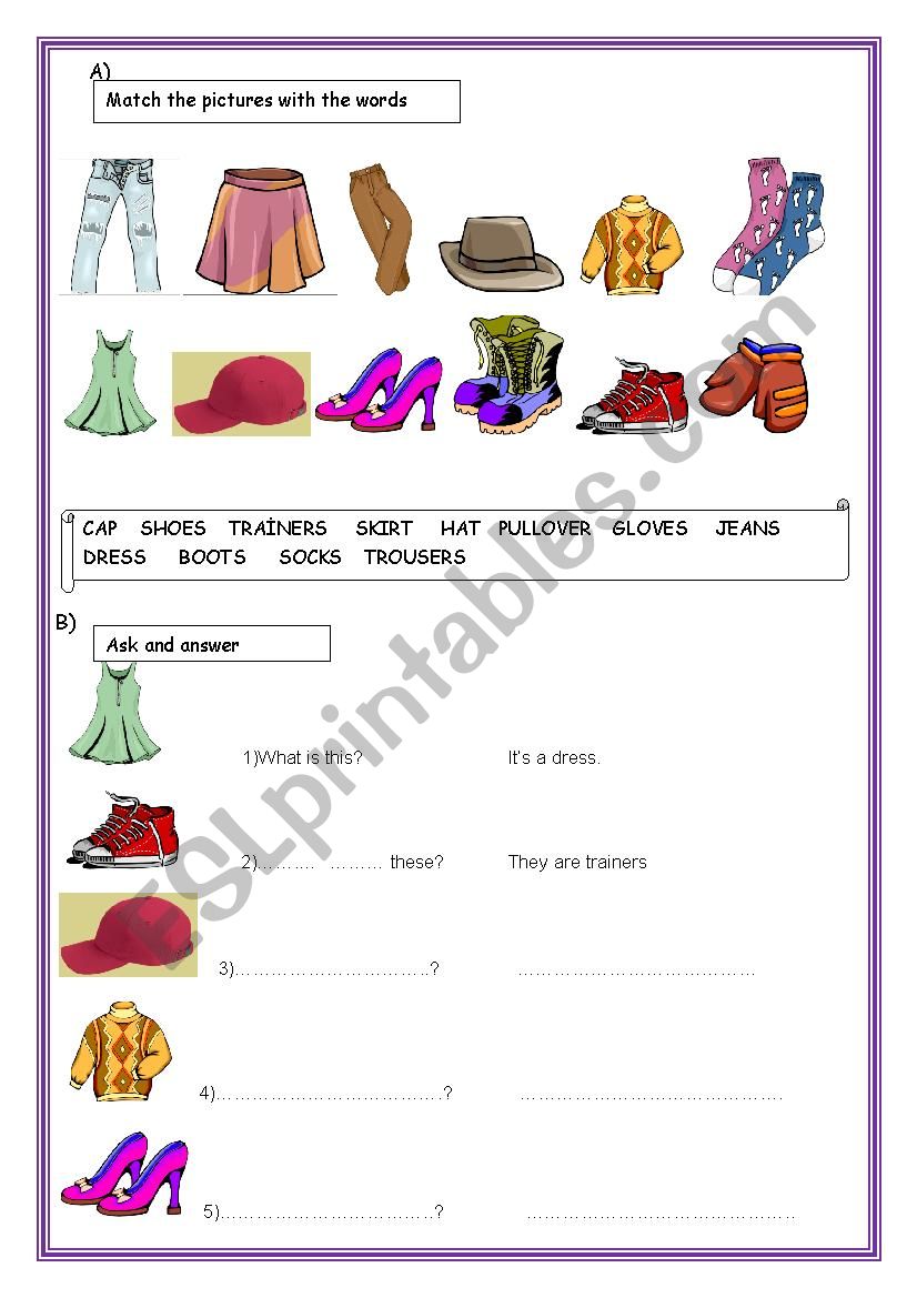 Clothes worksheet