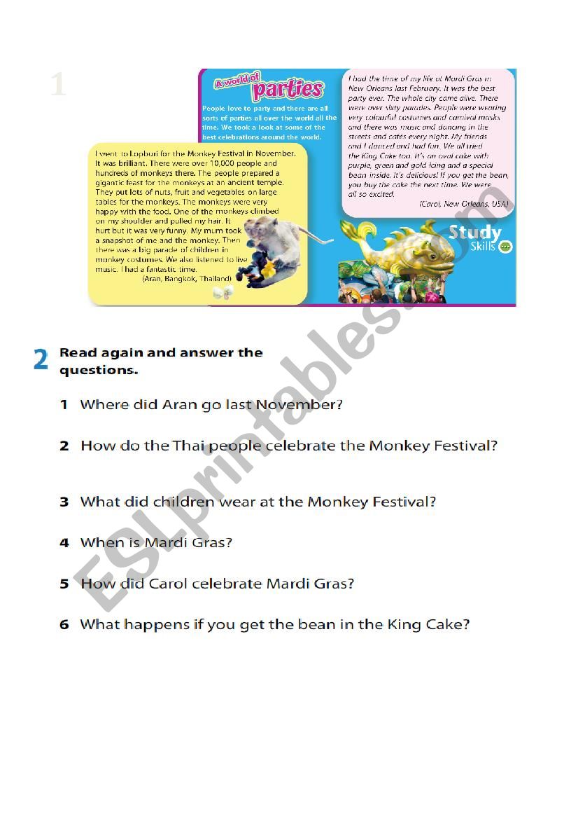 A world of festivals worksheet