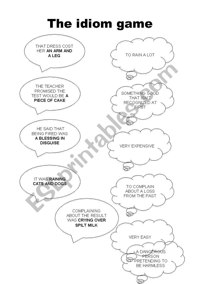 The idiom game worksheet