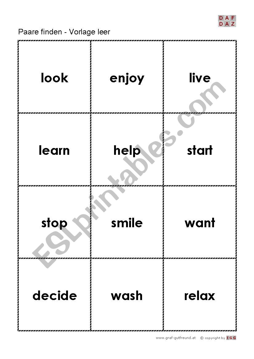 past simple regular verbs cards