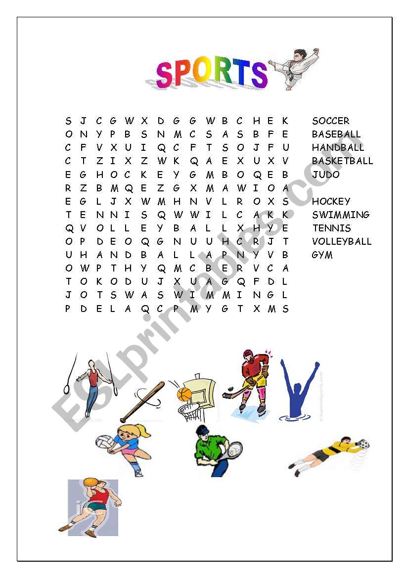 sports wordsearch worksheet