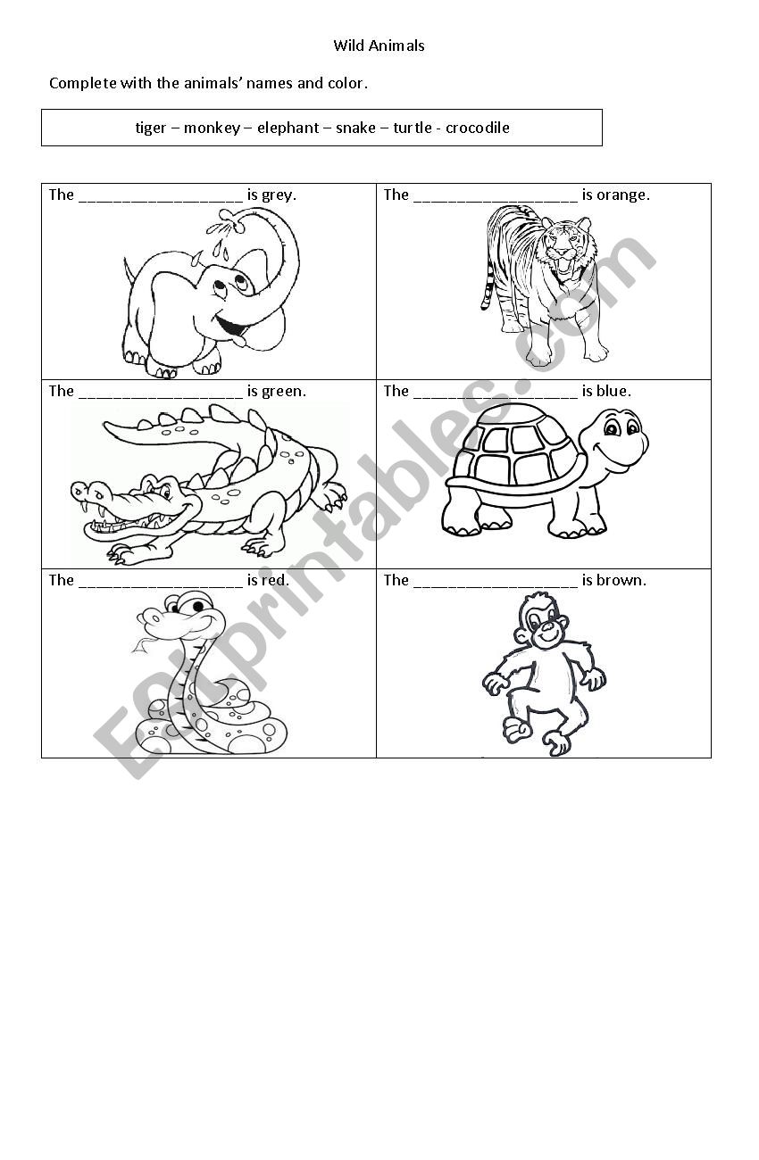 Wild Animals worksheet