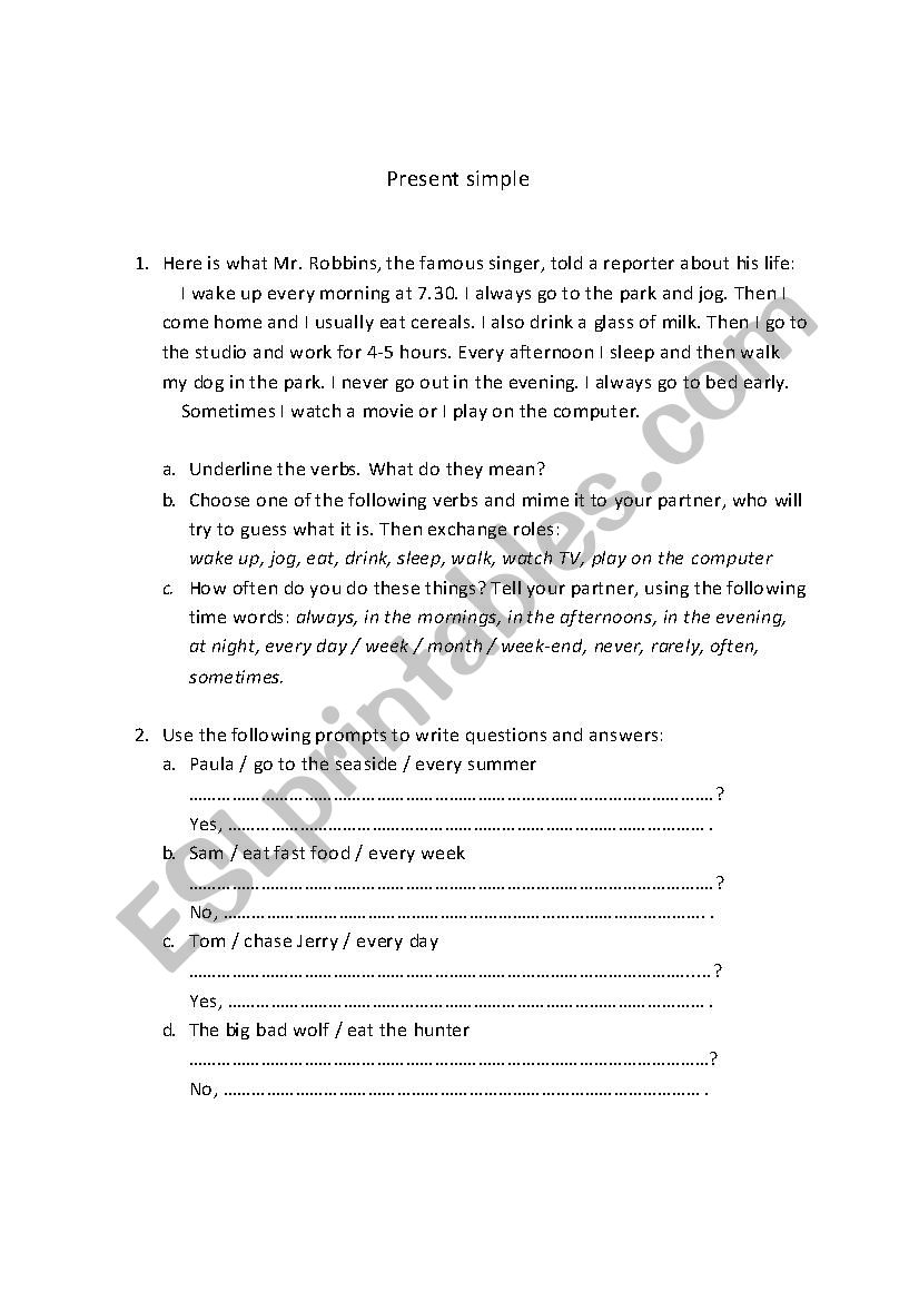 Present Simple worksheet