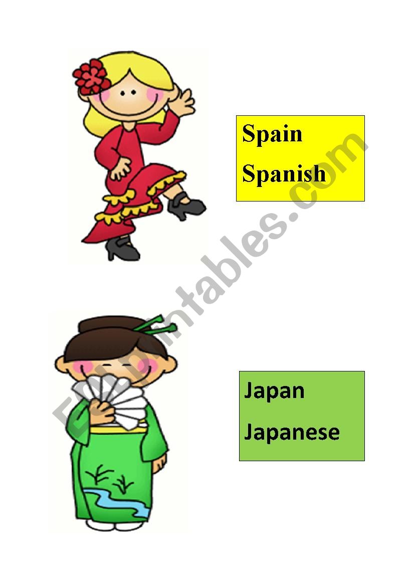 Nationalities- flashcard worksheet