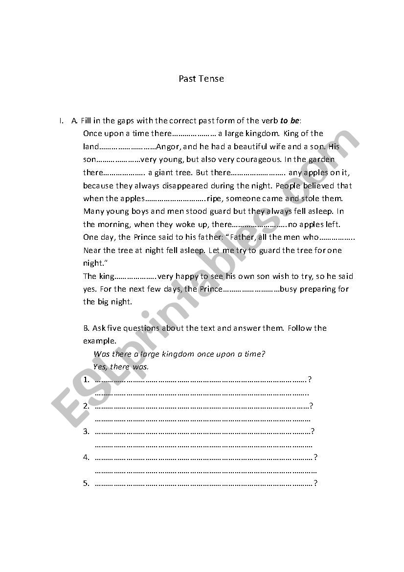 Past tense worksheet