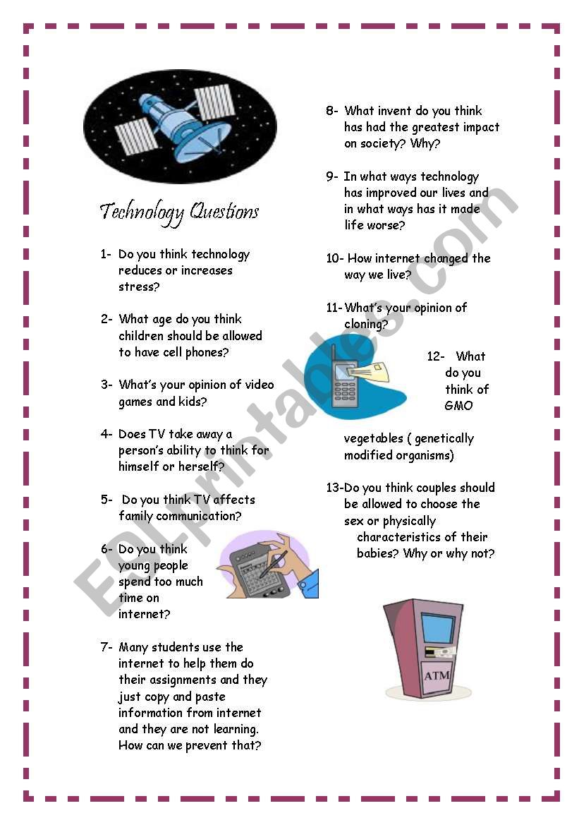 Technology questopns worksheet