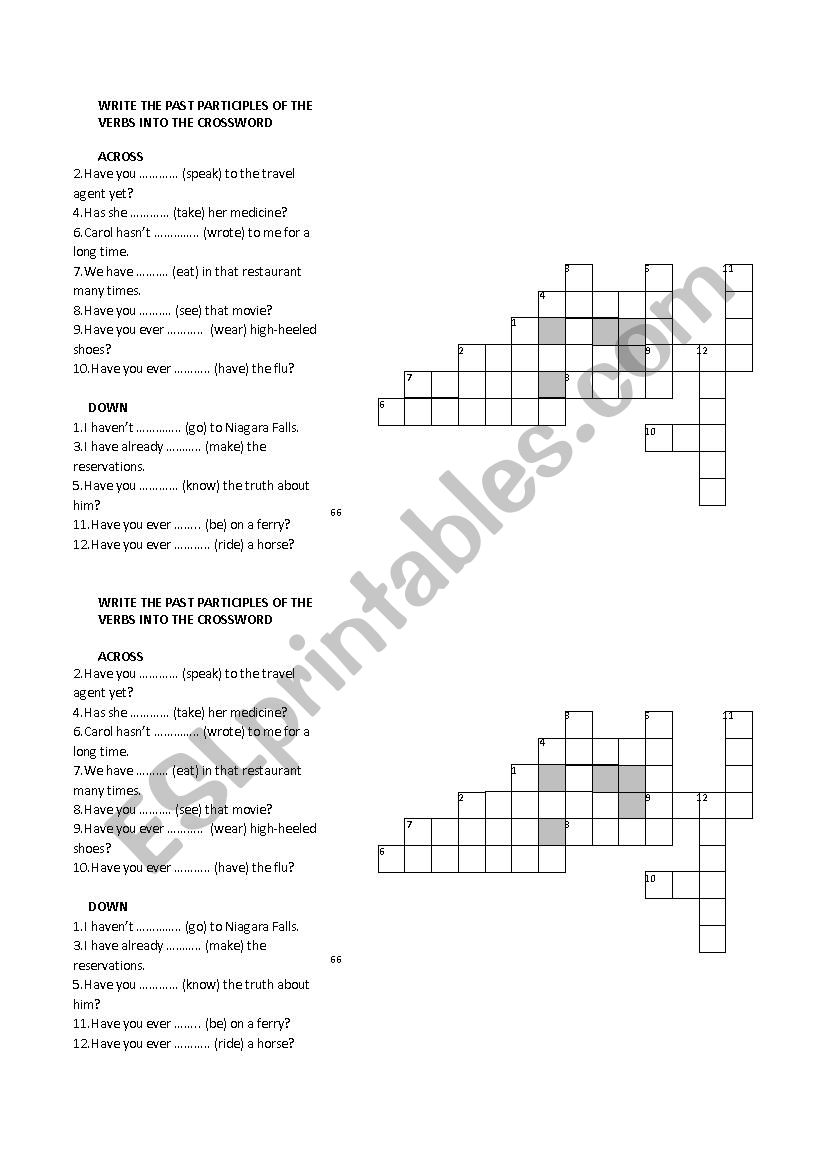 past participle worksheet