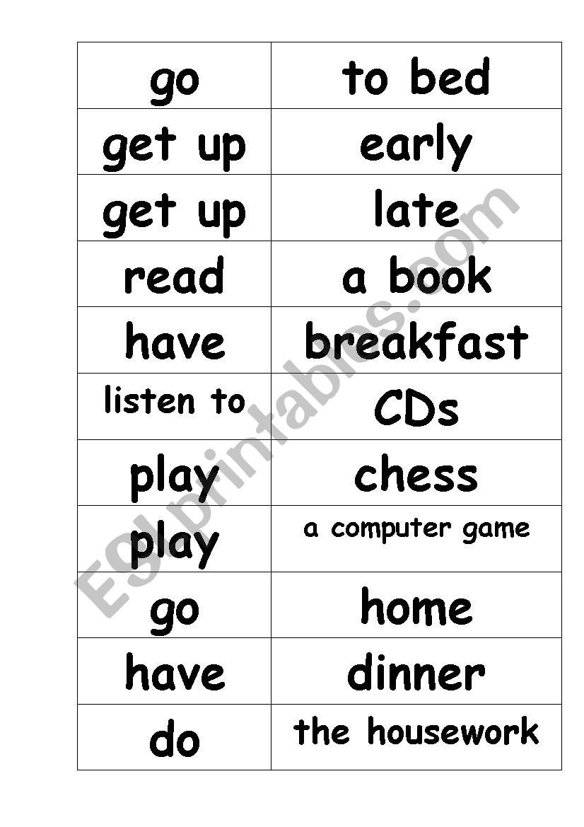 Matching activity for elementary students