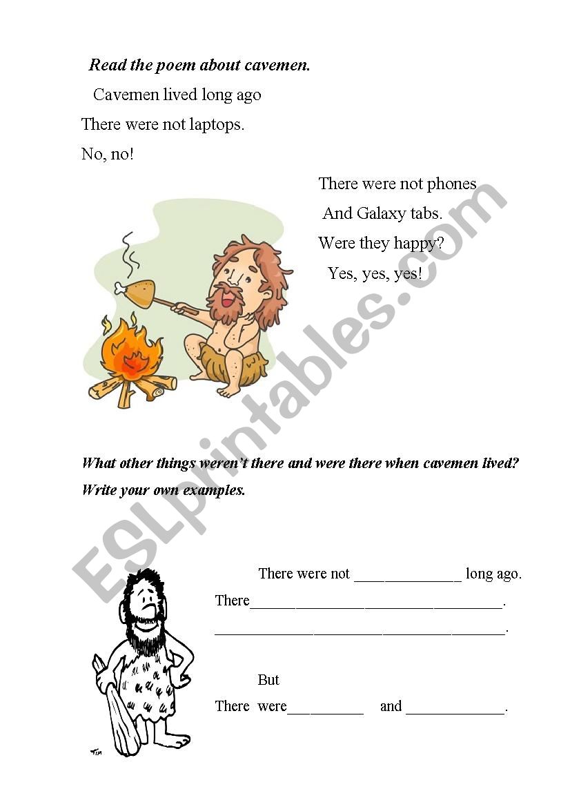 Cavemen rhyme worksheet