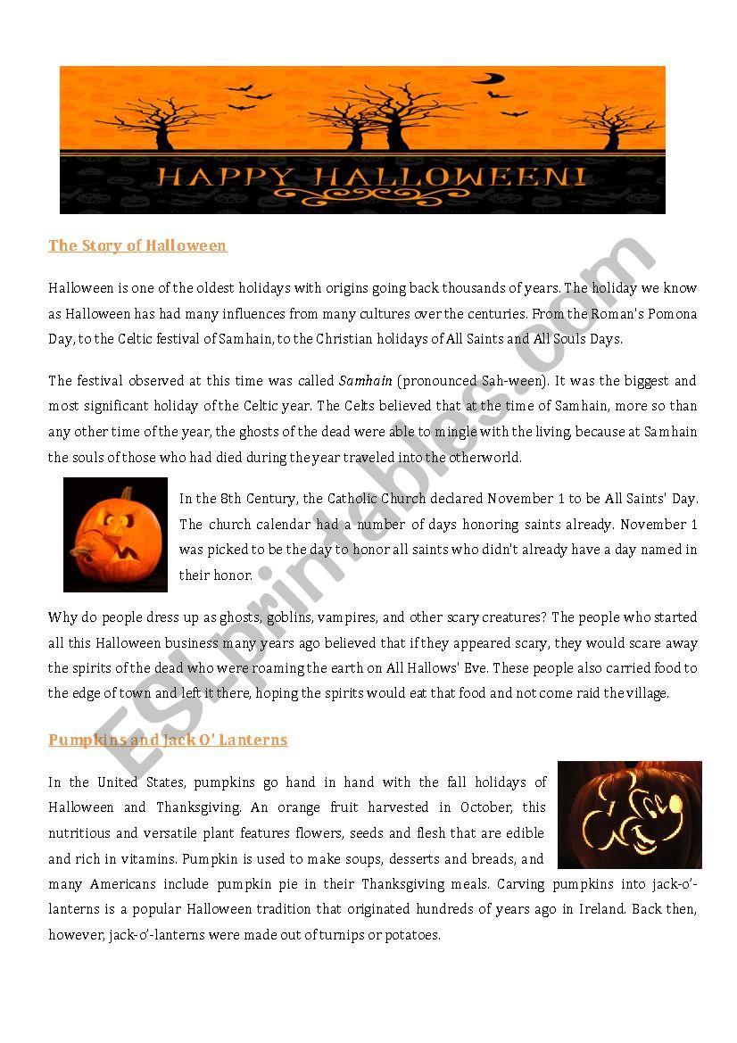 What is Halloween?  worksheet