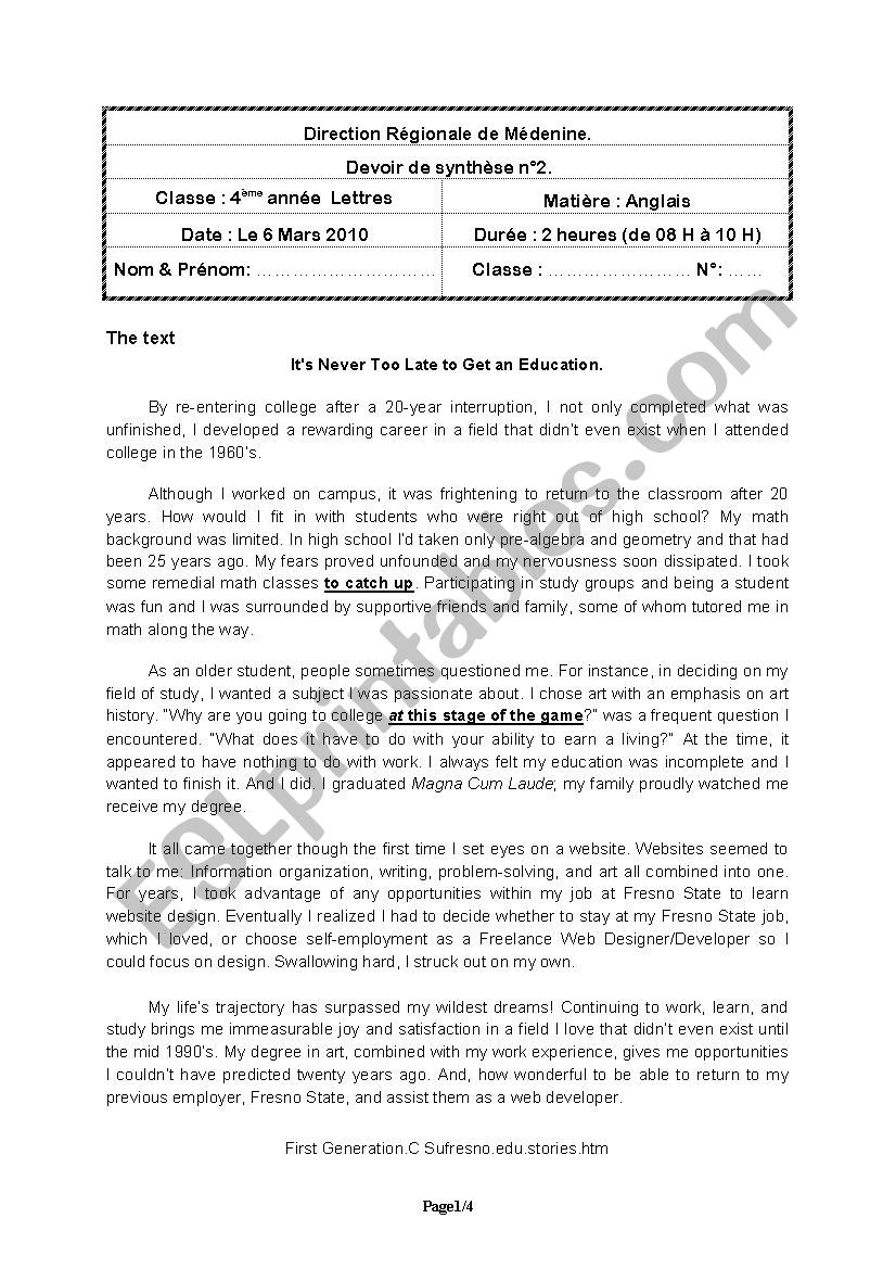 End of term test 2  worksheet