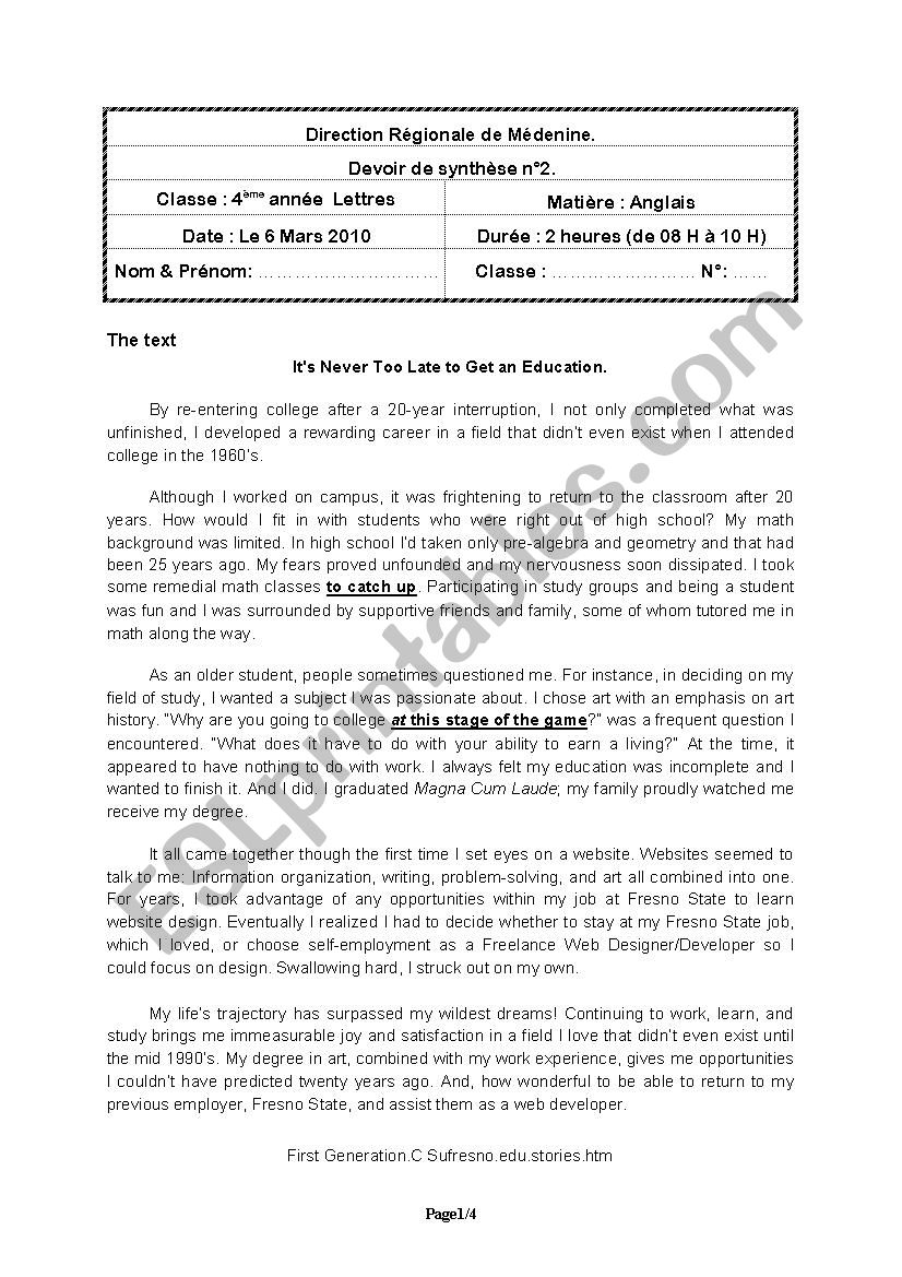 End of term test 2  worksheet