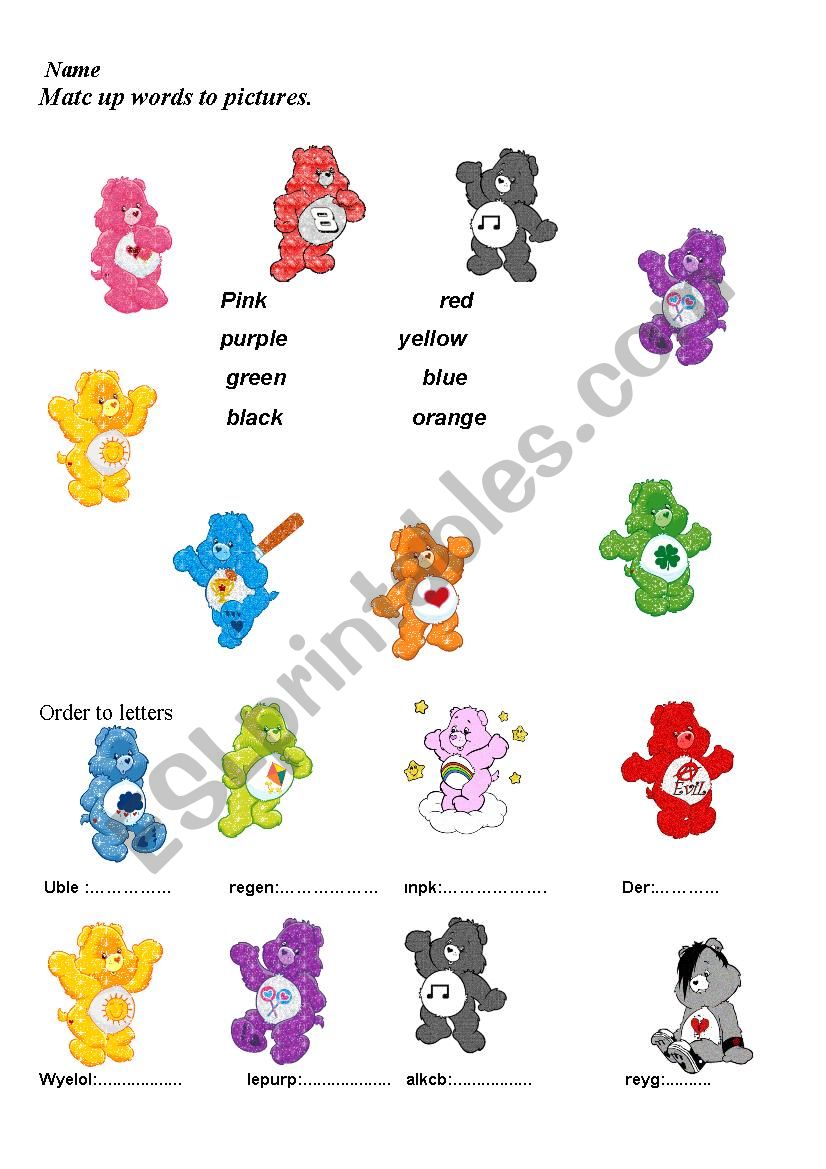 colours worksheet