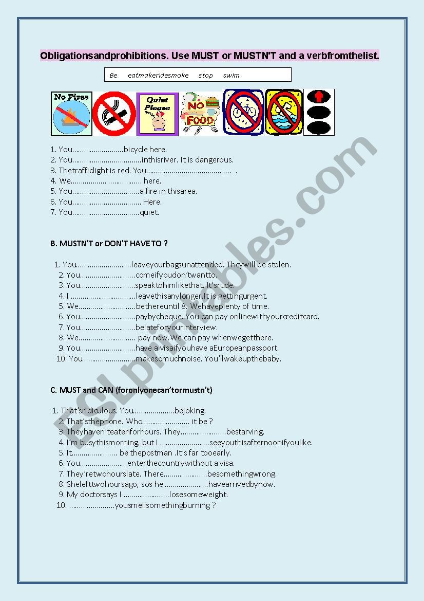 MODALS EXERCISES worksheet