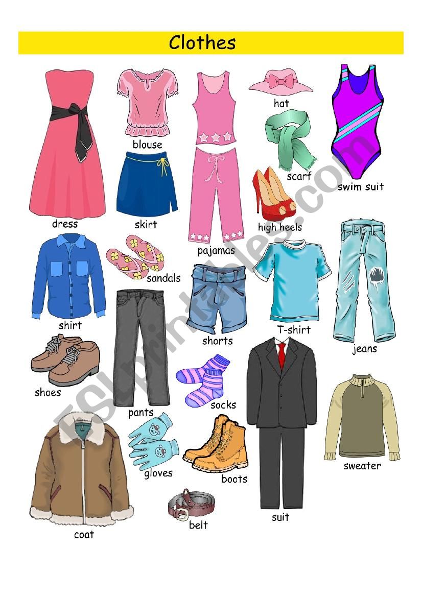 clothes pictionary worksheet