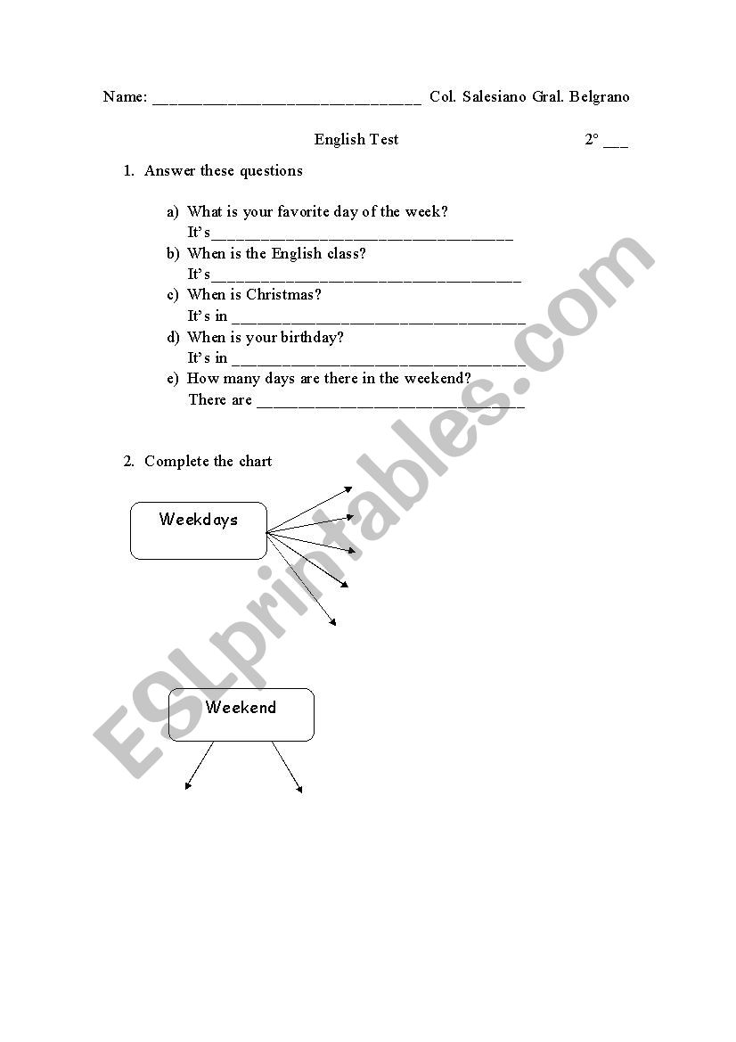 days and numbers worksheet