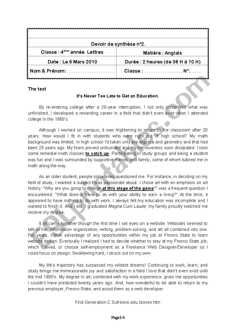 End of term test 2  worksheet