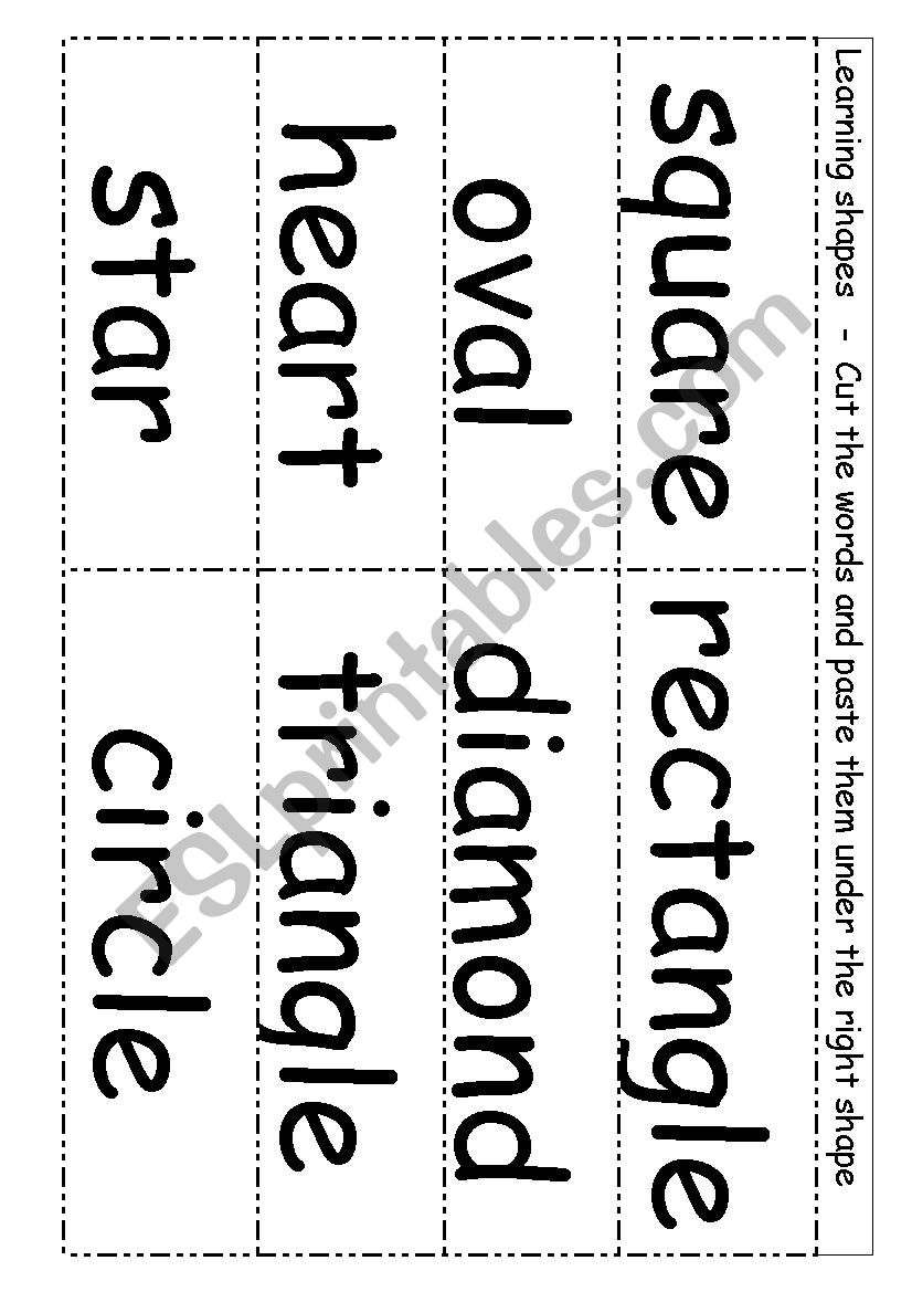 Learning shapes   -  Cut the words and paste them under the right shape