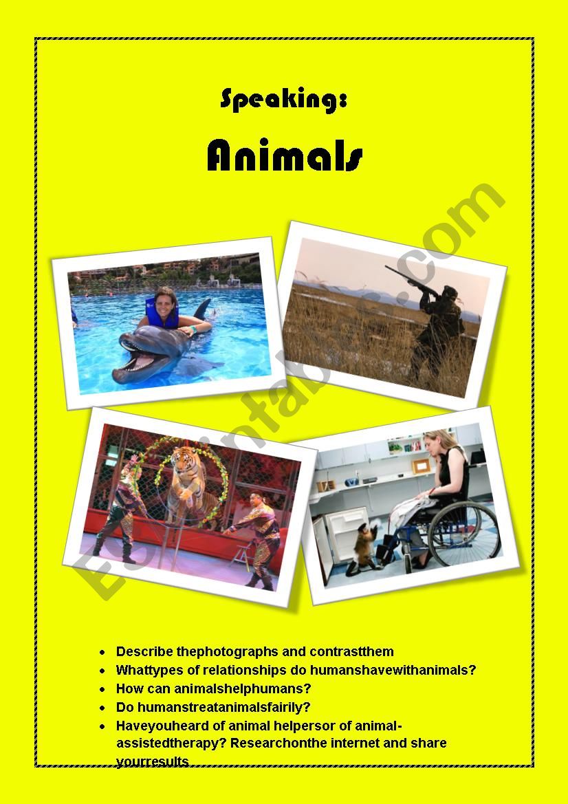 Speaking: animals worksheet