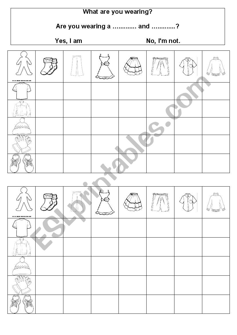 Battleships Clothes worksheet