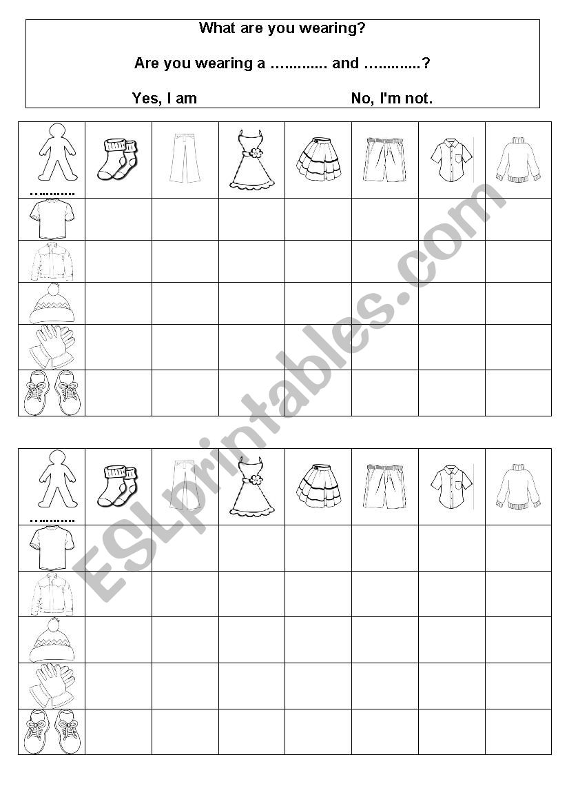 Battleships Clothes worksheet