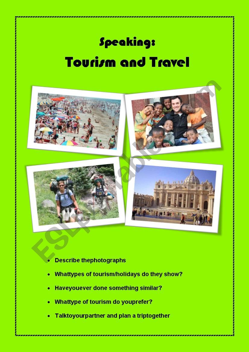 Speaking: tourism and travel worksheet