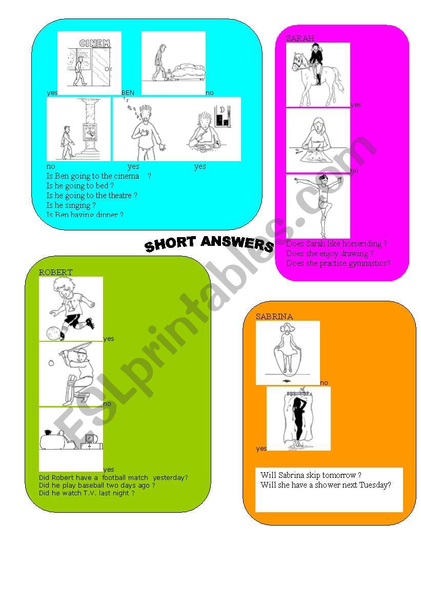 short answers worksheet