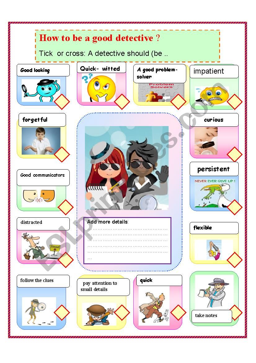 How To Be A Good Detective Plus A Case To Solve And A Lesson Plan - Esl  Worksheet By Stessenspaola