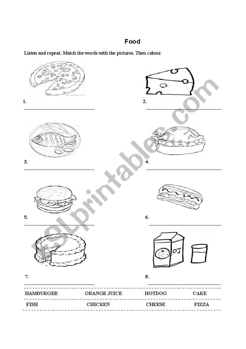 Food Worksheet for kids worksheet