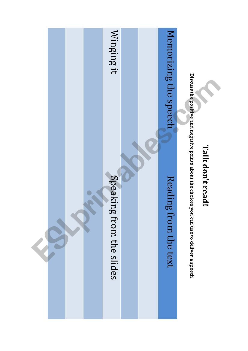 Ways to present a speech worksheet