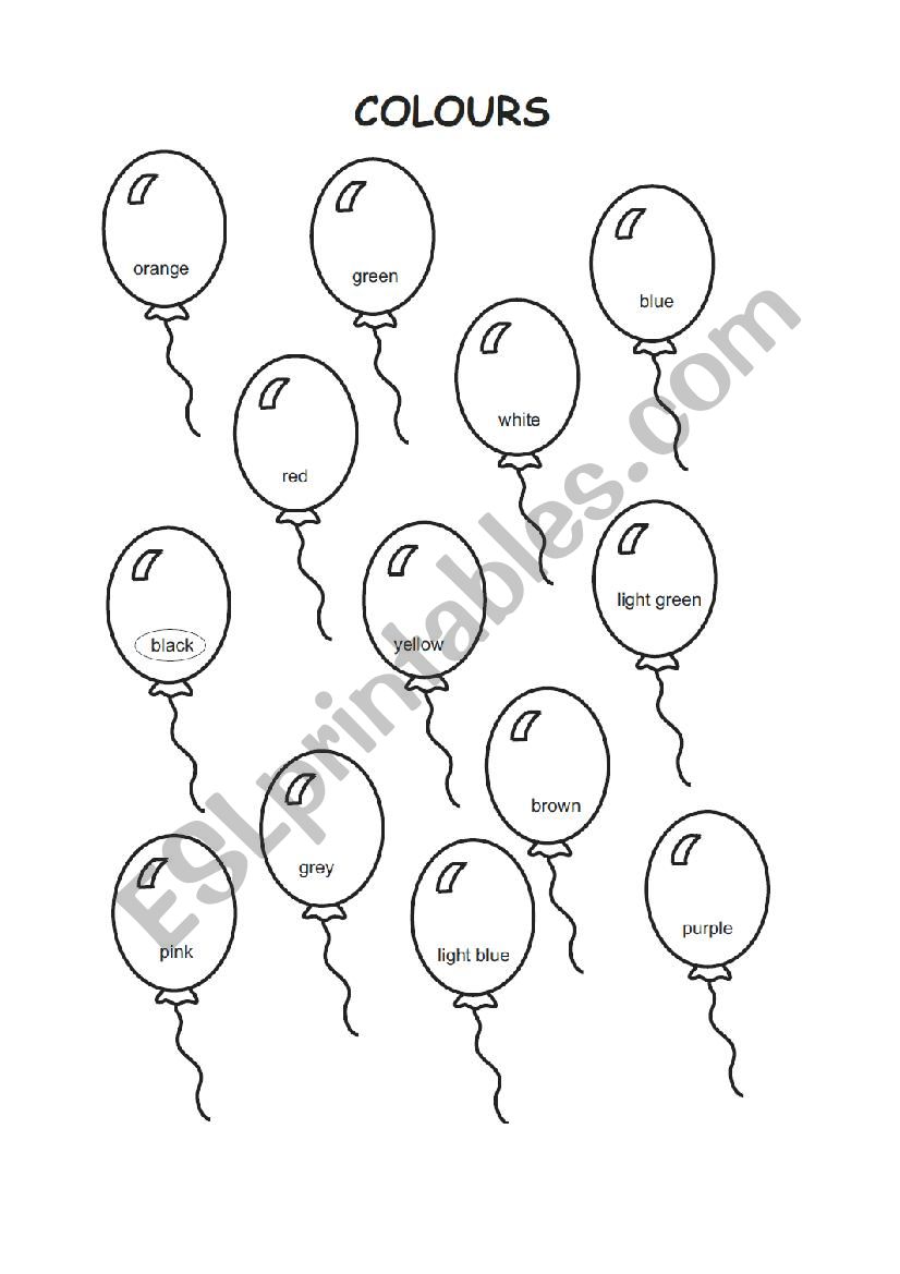 colours worksheet