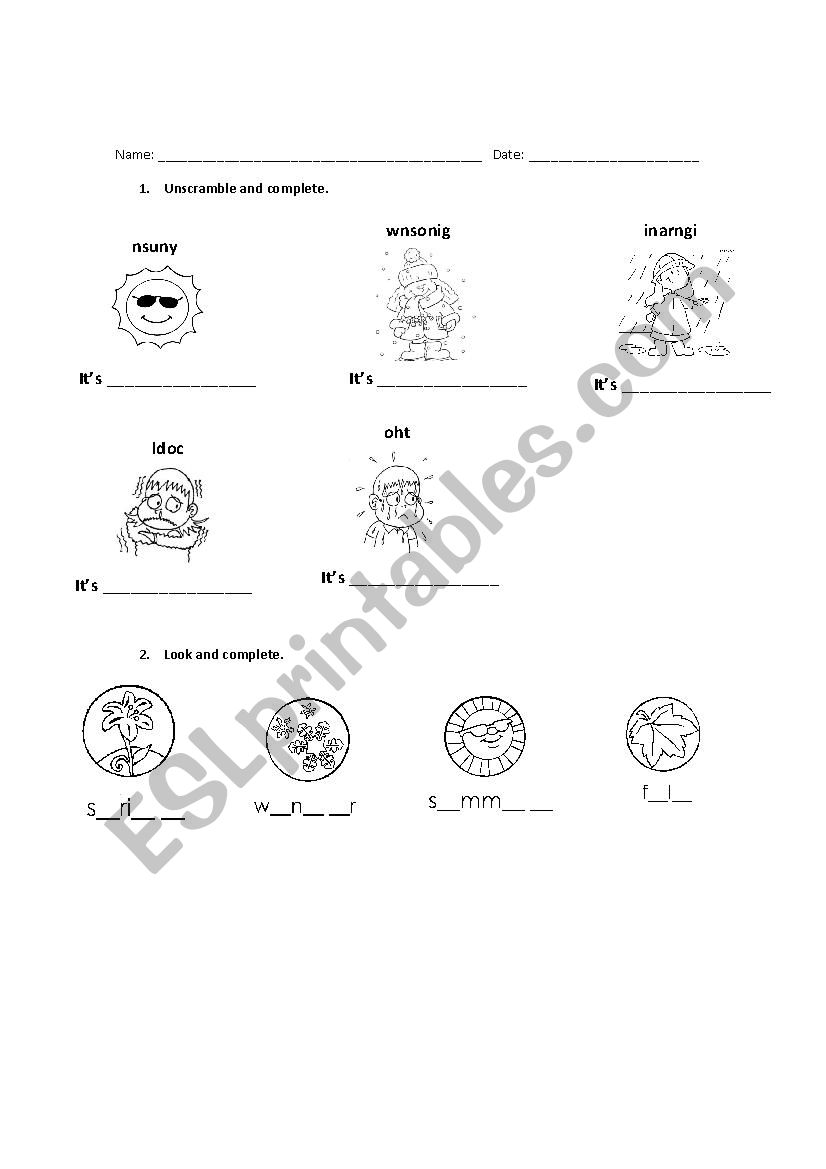 Clothes and Weather worksheet