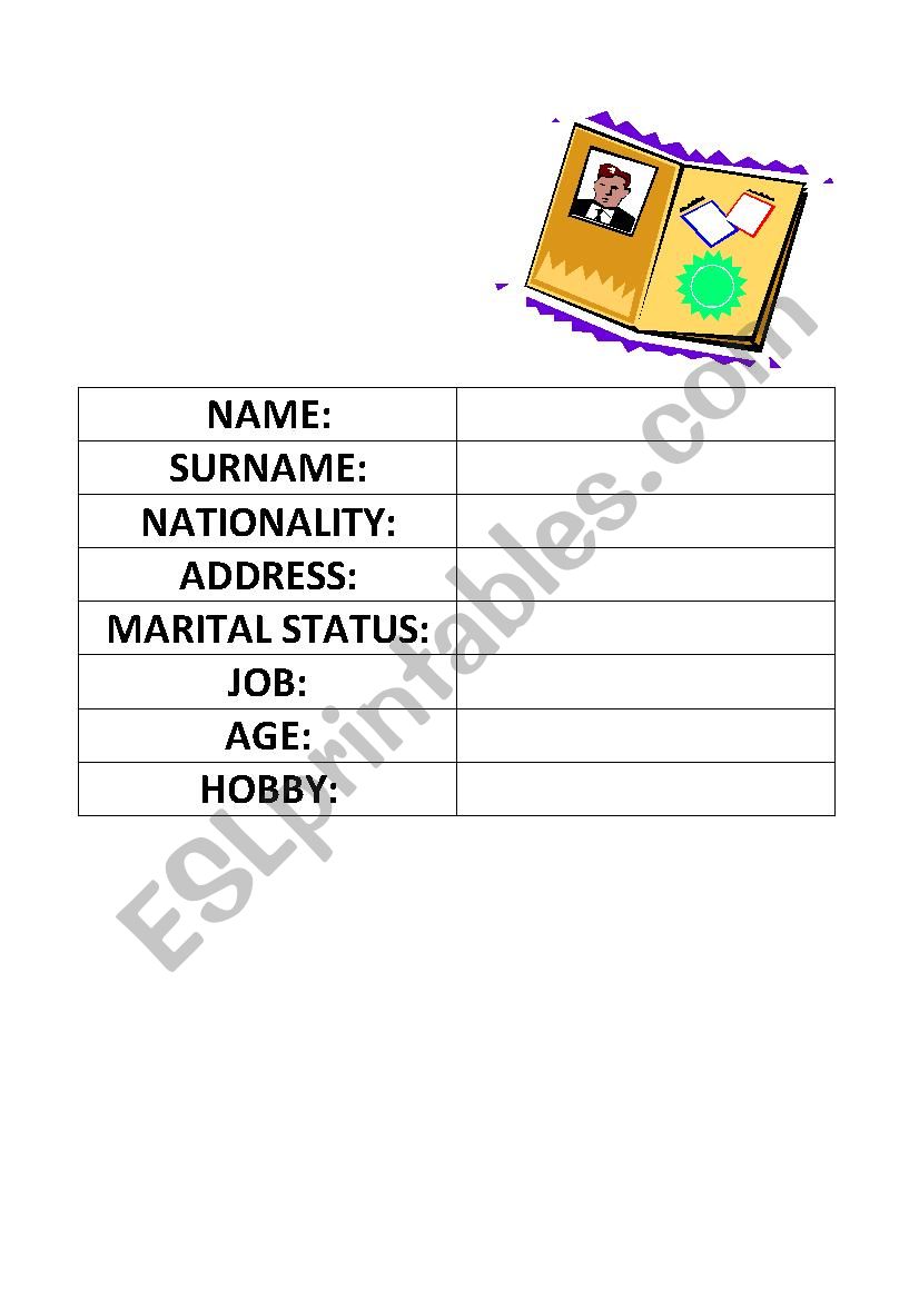 ID card worksheet