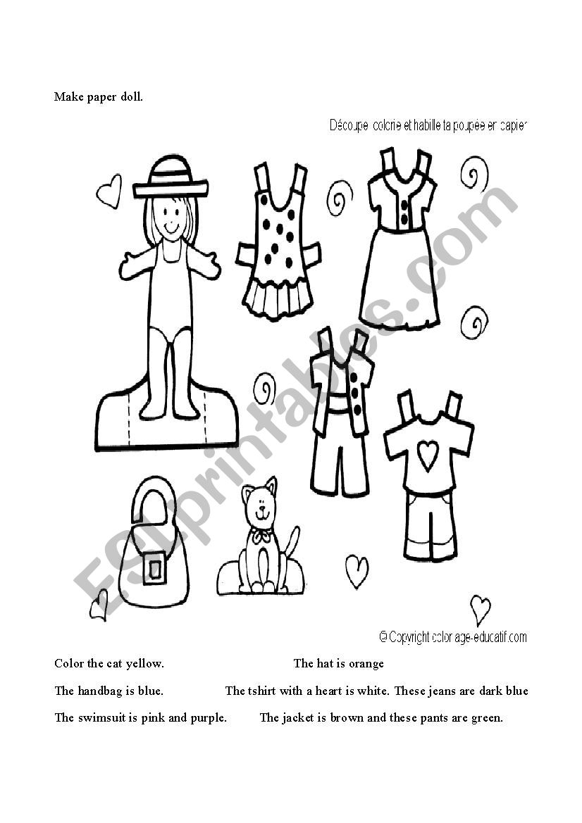clothes- color and make paper doll