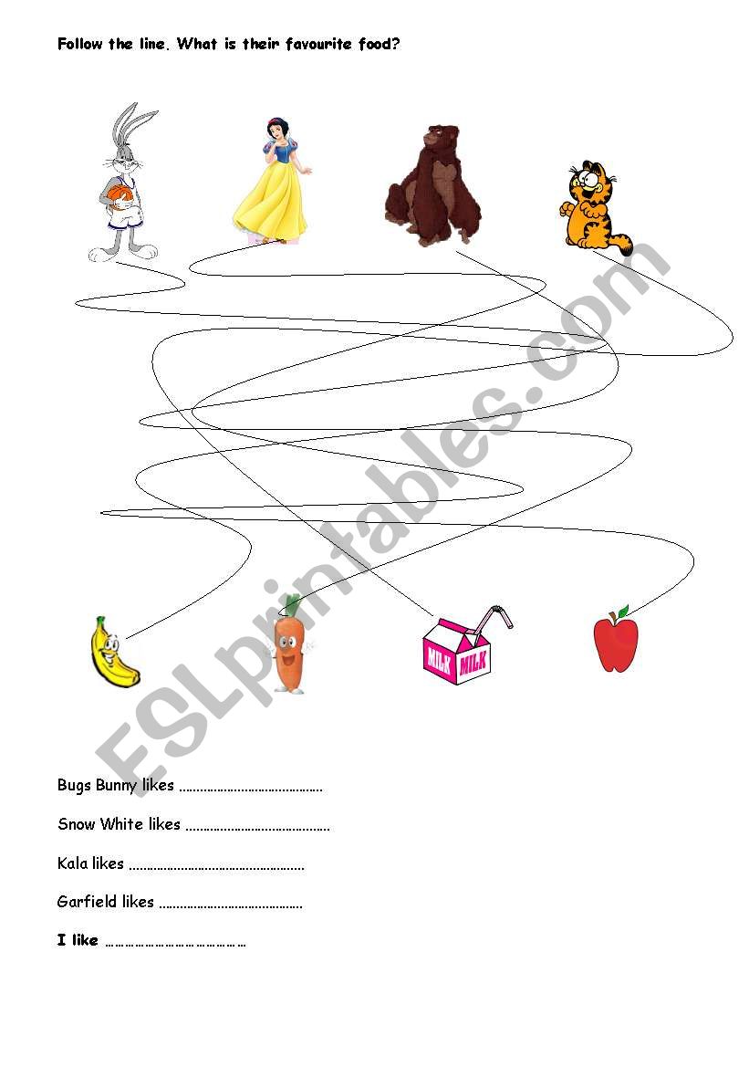 Food follow the line worksheet