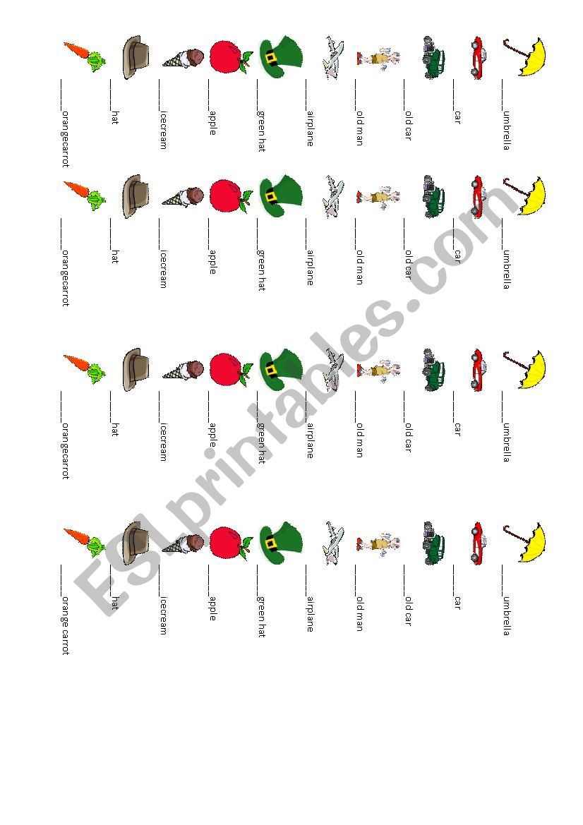 Easy articles A-AN worksheet
