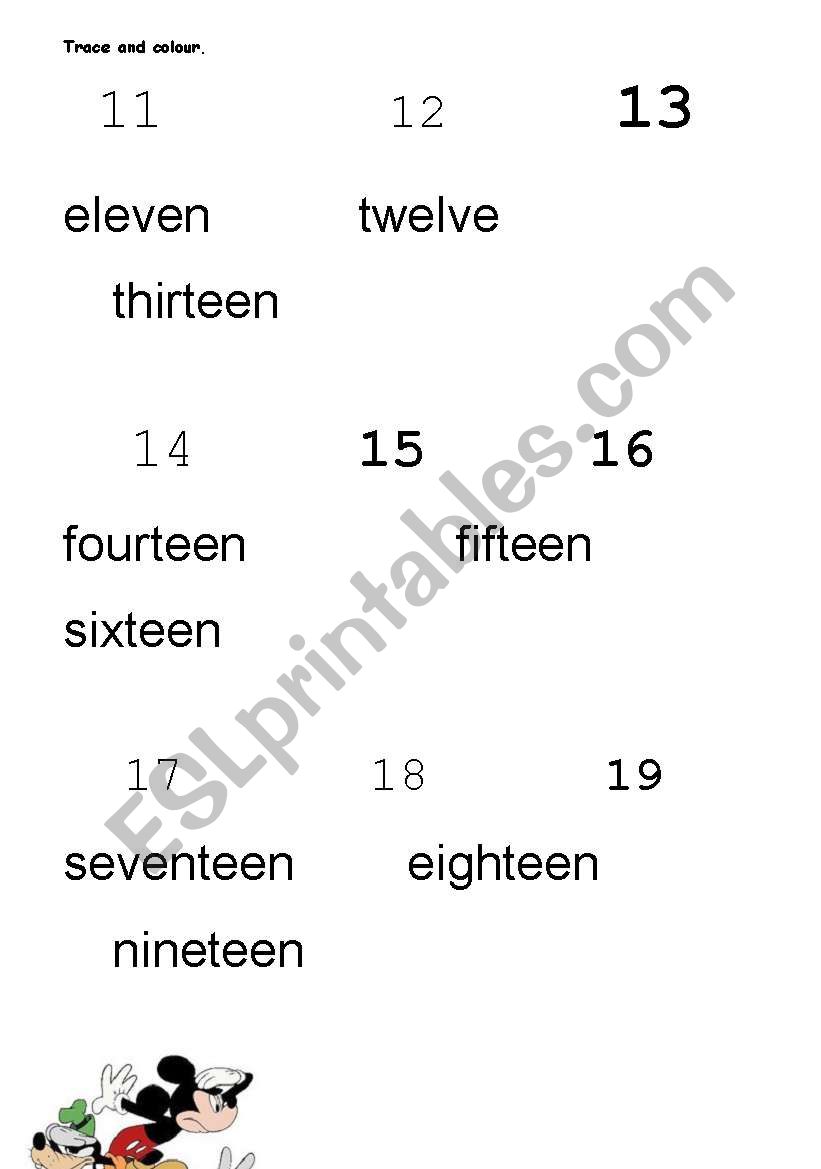 Numbers 11-20 worksheet