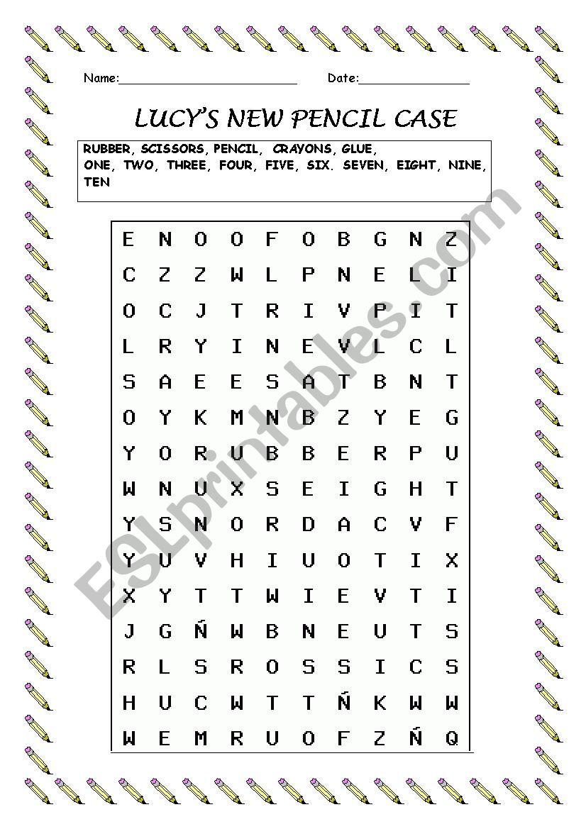 class objects wordsearch worksheet