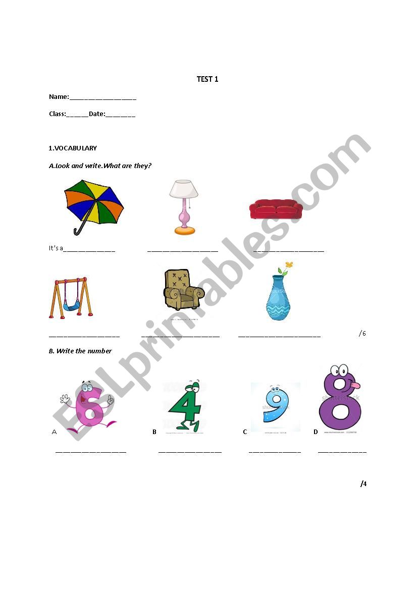 Test 1-Welcome 1 worksheet