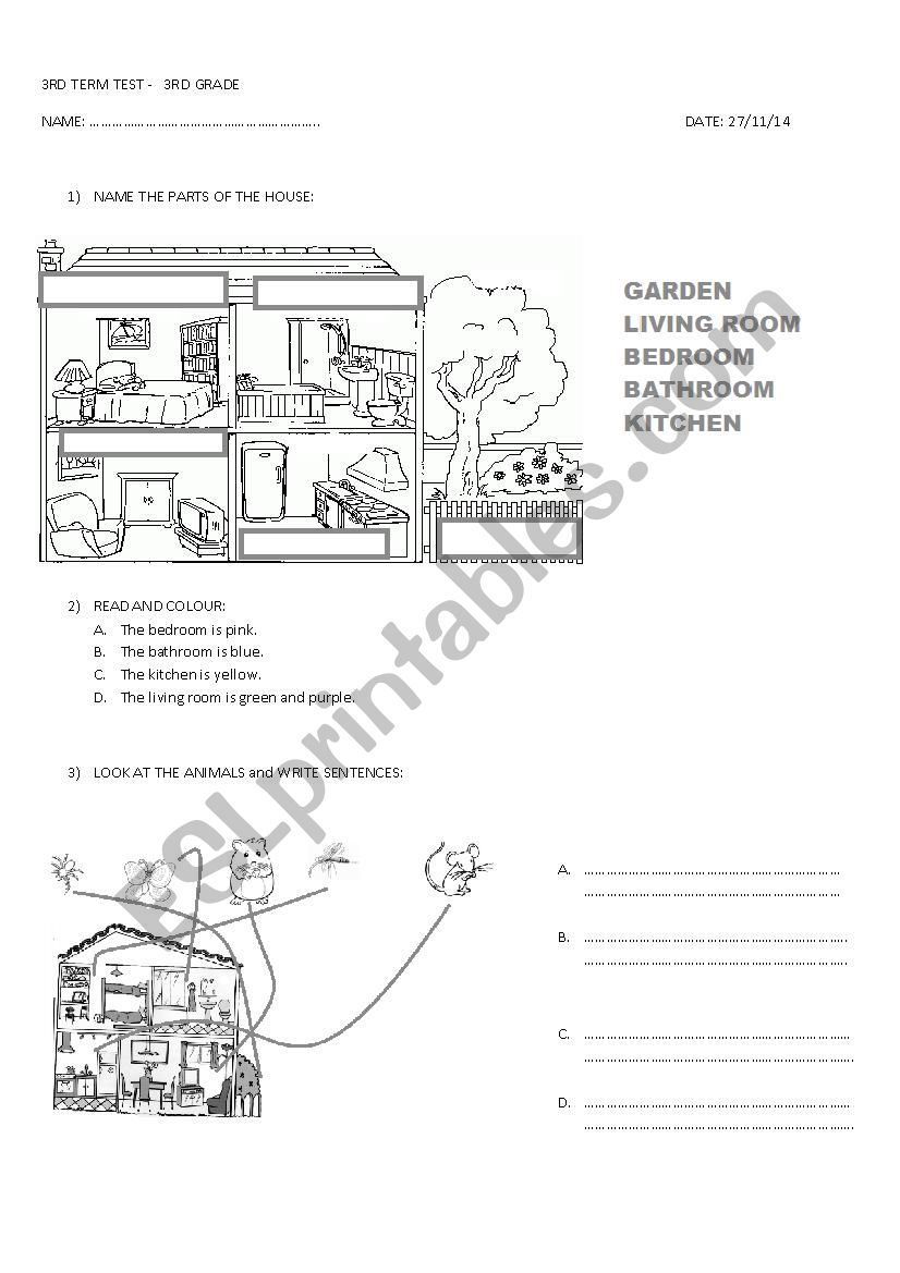 3RD GRADE TEST worksheet