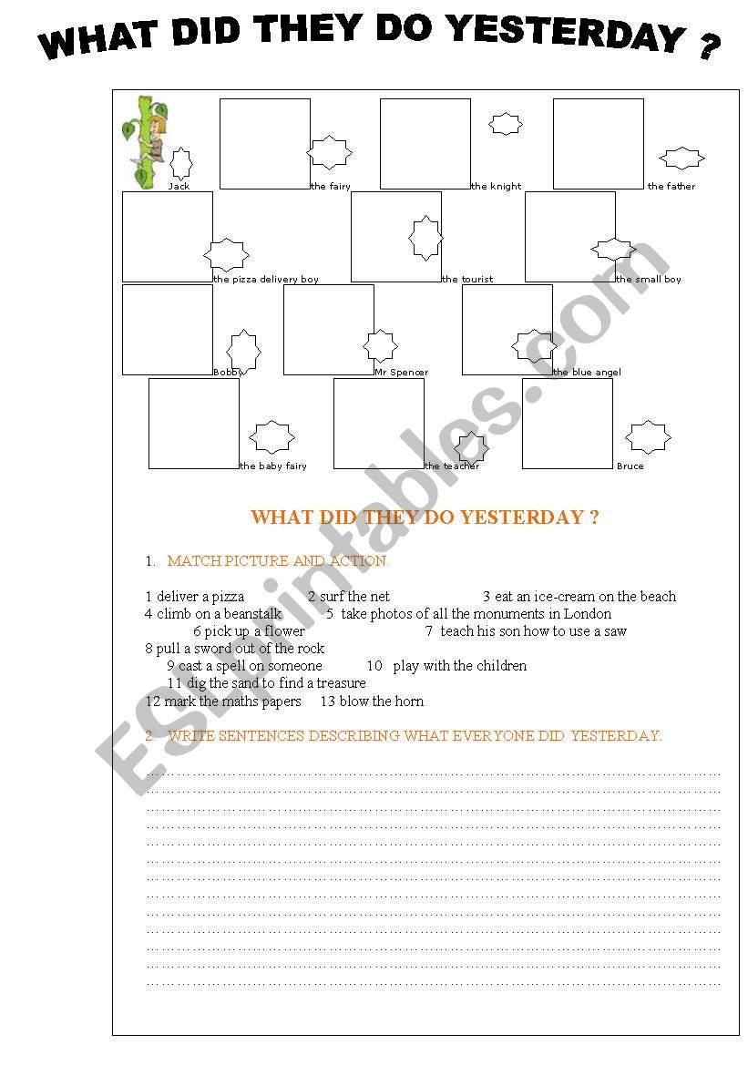 WHAT DID THEY DO YESTERDAY ? worksheet