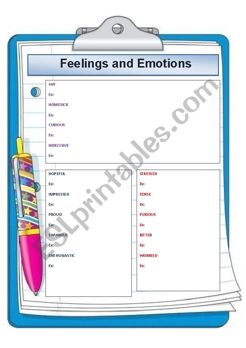 FEELINGS AND EMOTIONS worksheet