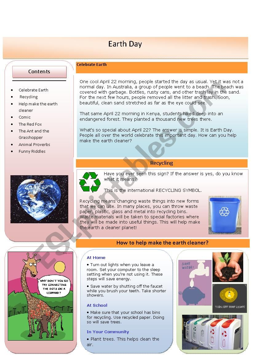 Earth Day worksheet