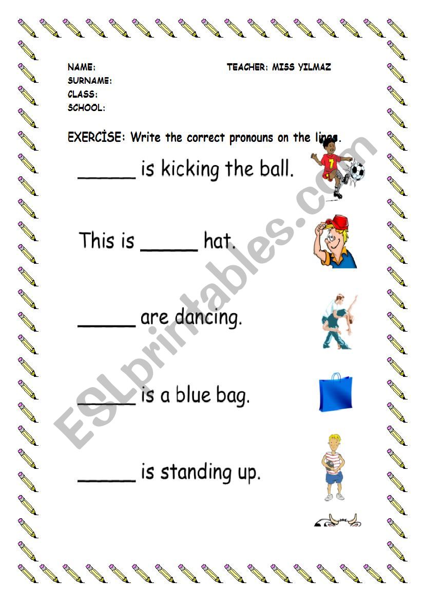 pronouns worksheet