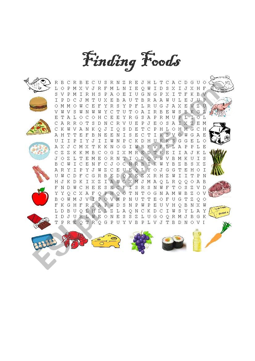 Finding foods worksheet