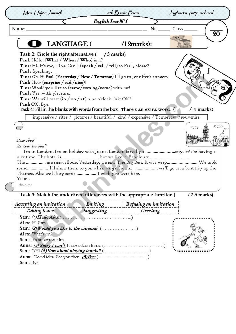 ENGLISH TEST N1 worksheet