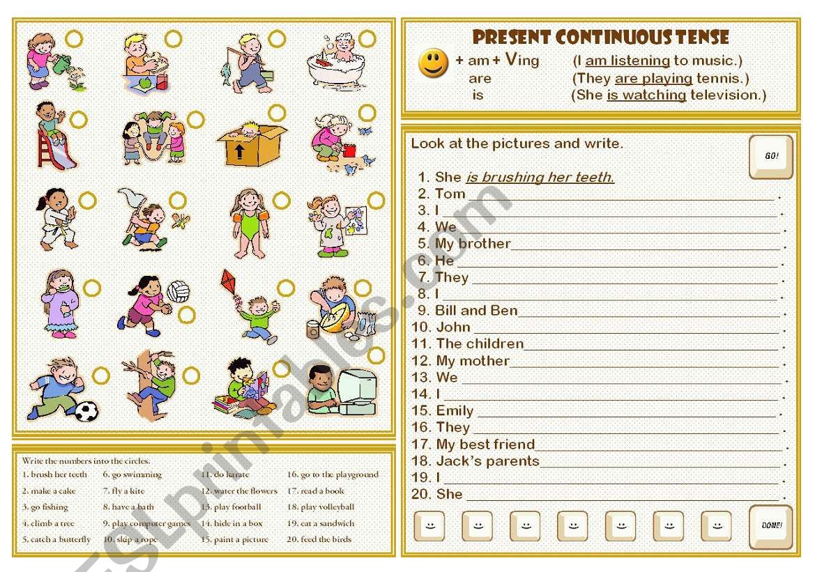 PRESENT CONTINUOUS worksheet